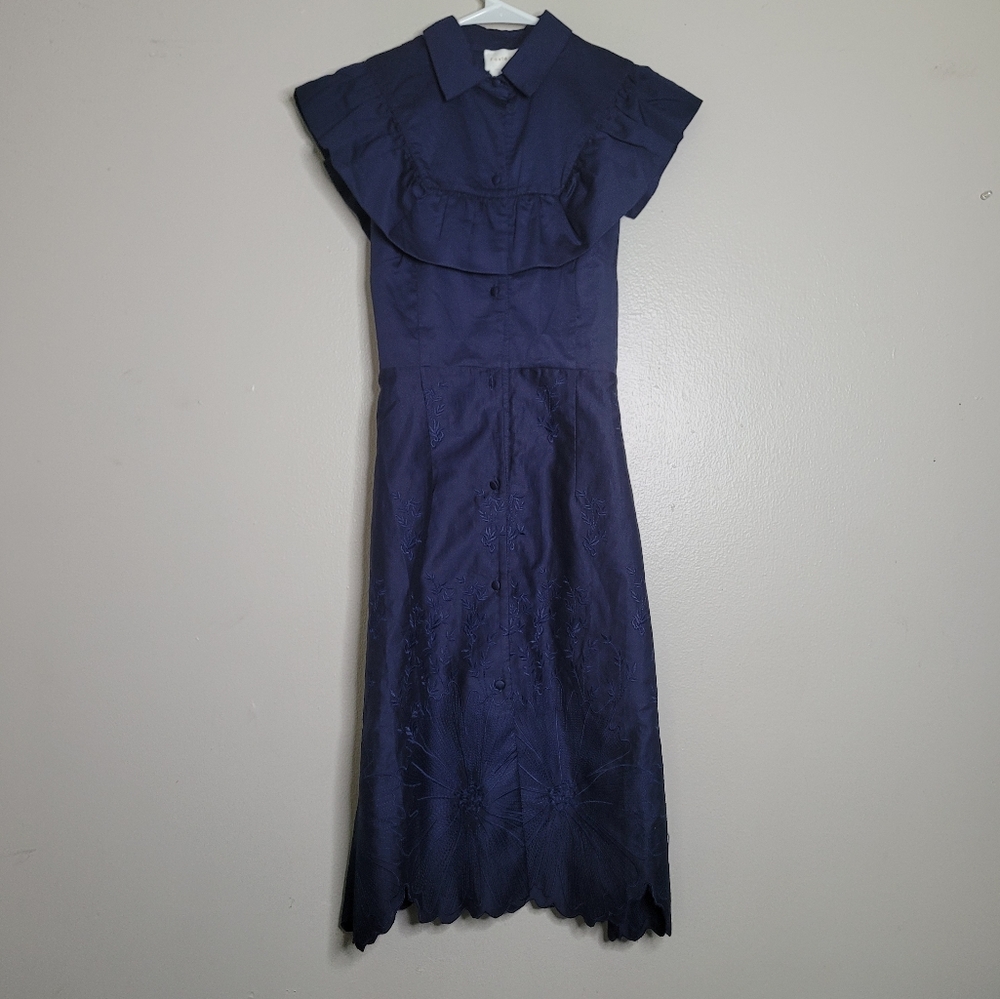 foxiedox Blue Floral Collar Dress